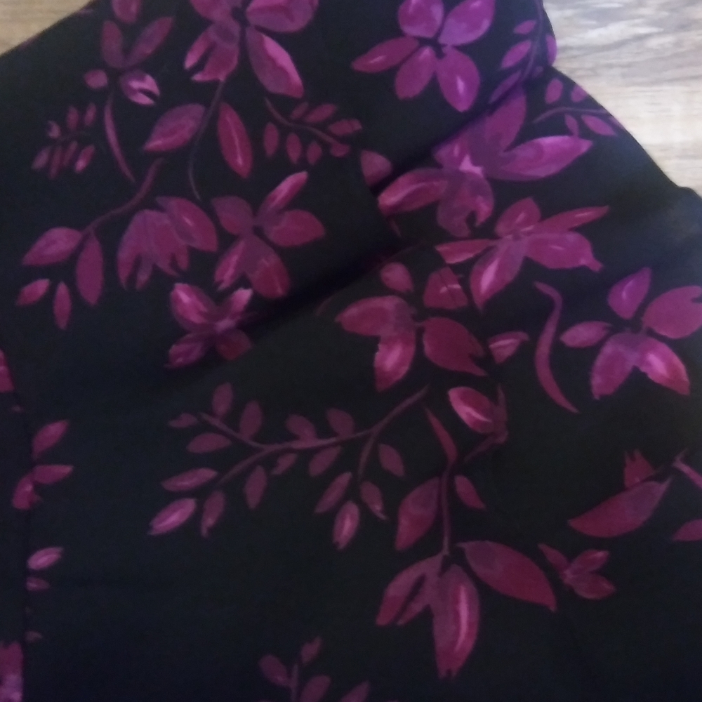 Parker black dark purple floral mock neck bell sleves - Picture 13 of 16